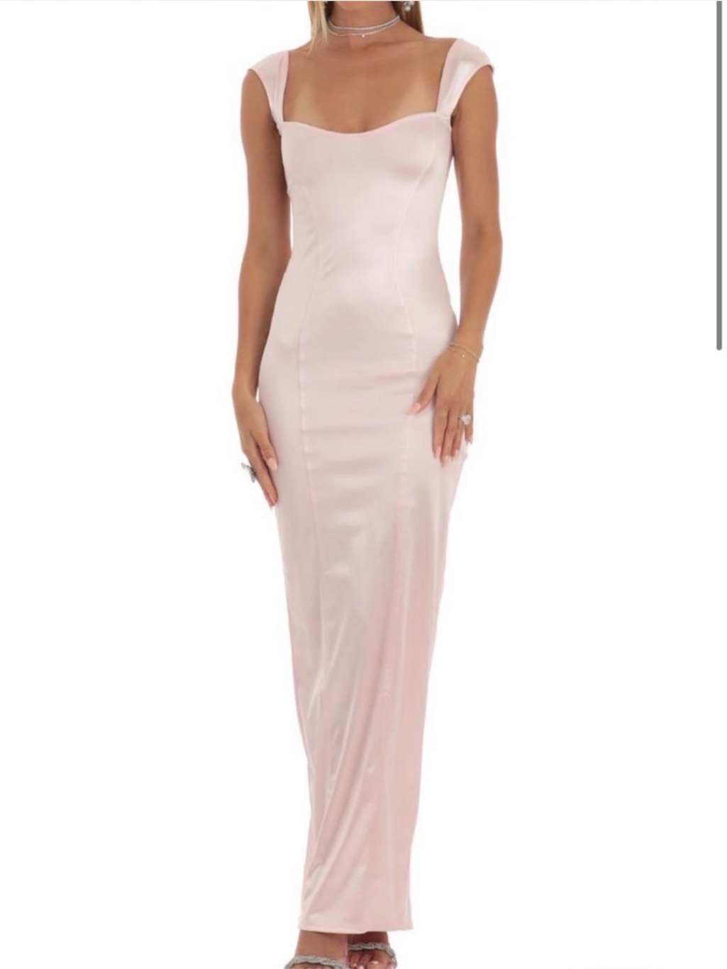 Lucy In The Sky Soft Blush Pink Square-Neck Maxi Dress